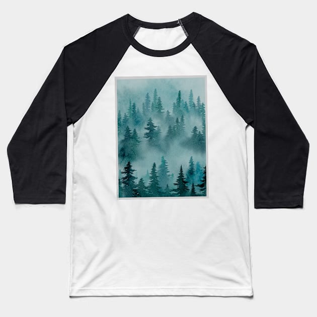 Watercolor forest Baseball T-Shirt by RosanneCreates